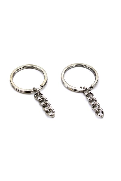 yfhobi 5 Adet - 32 Mm Nikel Kaplama Zincirli Anahtarlık Halkası