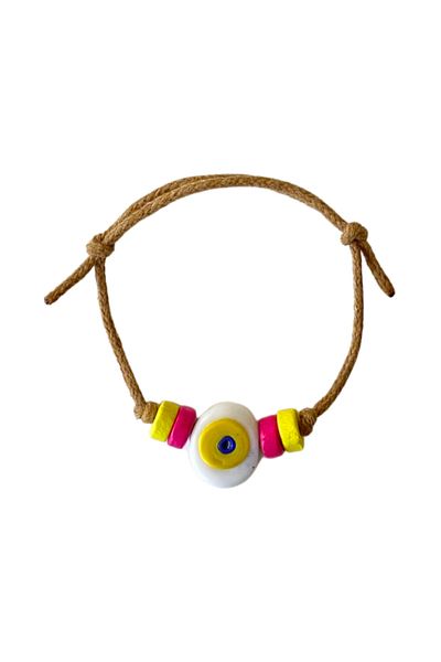 TAKI BY EKİN Dark Blue Glass Evil Eye Beaded, Wooden Beaded Baby/Child/Adult Bracelet