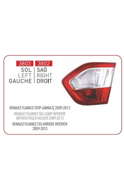 Genel Markalar Renault Fluence Arka Stop Lambası Sol Iç