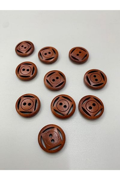 Rengarenk tuhafiye ve hobi Button Wooden Raw Red Brown Button 10 Pieces