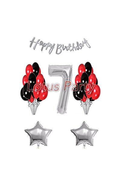 LOTUS PARTY مجموعة عيد ميلاد بعمر 7 سنوات، بالون رقم واحد، 20 قطعة بالون أسود...