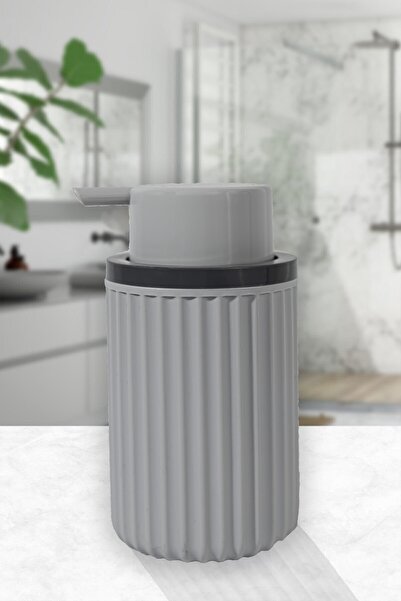 Turnberry Çizgili Gri Plastik Sıvı Sabunluk