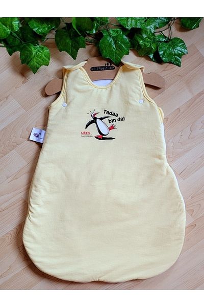 Alpar Tekstil 3-6 Months Yellow/Penguin Zippered and Snap Fastener Winter Sleeping Bag for Baby Boys and Girls - 2.5 Tog Bag