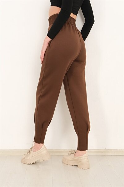 Winmoda34 Scuba Diver Jogger Sweatpants ψηλόμεσο με φαρδιά ζώνη στο πόδι Πέτα με λεπτομέρειες