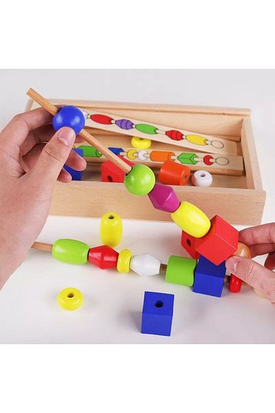line up Circle Toys - Wooden Bead Sorting