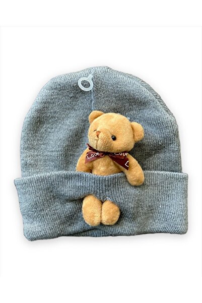 Pink Hippo Kids Трикотажна шапка з плюшевим ведмедиком