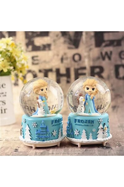 Özen Avm Elsa Temalı Işıklı Müzikli Püskürtmeli Büyük Boy Kar Küresi