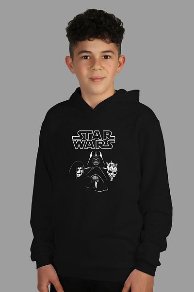 Raf Coll Hanorac cu glugă pentru băiat Star Wars, imprimat digital, cu două fire în interior