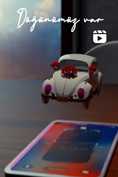 ikisibir Animasyon Car On Phone Dijital Video Düğün Davetiyesi