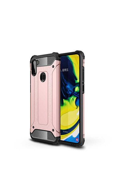HTstore جراب جالاكسي M11 من السيليكون المقاوم للصدمات - ذهبي وردي