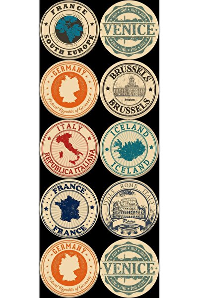 TELLGRAF REKLAM HİZMETLERİ ملصق بطابع السفر (4x4 سم 24 قطعة)