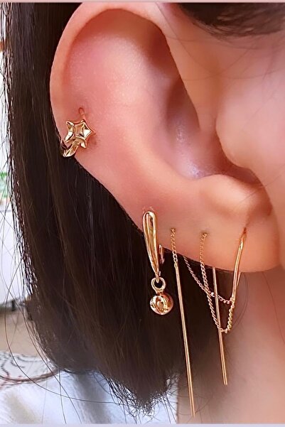 BUNNY Mini Yıldız Piercıng[altın Kaplama,adet Satış,helıx Tragus Içın Uygun]