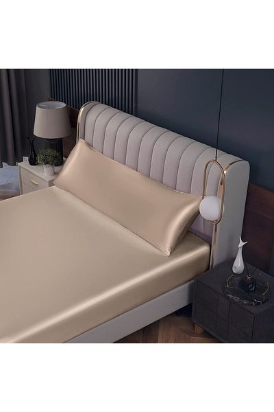 EVYA Μπεζ Μαξιλαροθήκη εγκυμοσύνης – 50x135cm Προσφέρει Υποστήριξη σε Βαμβακερό Σατέν με Μεταξωτή Υφή