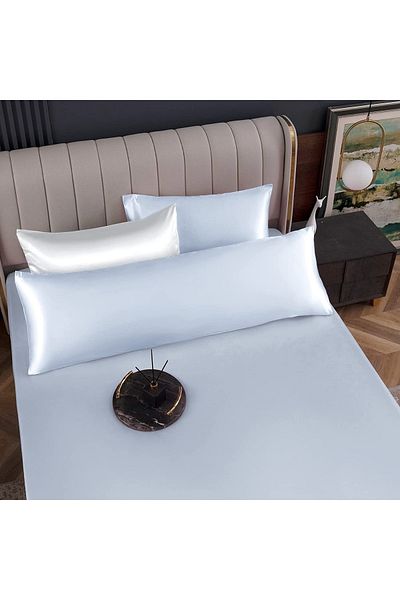 EVYA Față de pernă din satin de mătase de culoare albastră 50x135cm Pernă de sprijin pentru sarcină, prietenoasă cu pielea