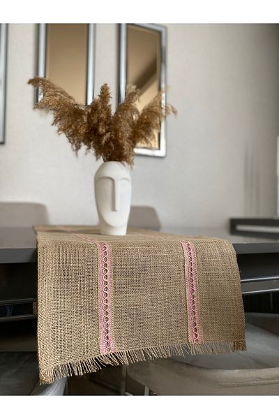 Parla Life Ροζ Ριγέ Υφασμάτινο Runner από γιούτα 40x90 εκ