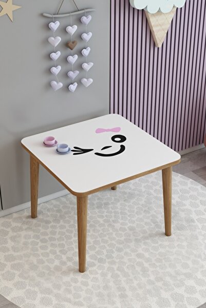 webkapinda Ahşap Çocuk Masası 50x50 Çocuk Oyun Masası Çocuk Aktivite Masası Ç...