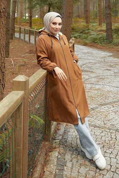 InStyle Aryes Fleecemantel mit Kordelzugtaschen – Hellbraun