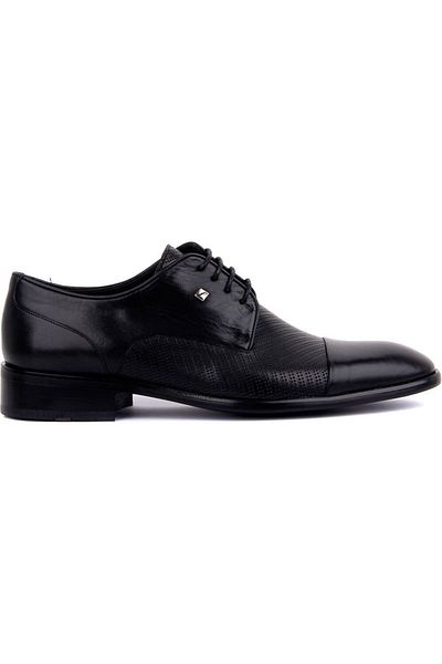 Fosco Black Leather Classic Shoes