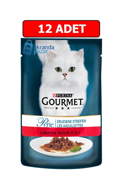Gourmet Perle Izgara Sığır Etli Yaş Kedi Maması 85 Gr X 12 Adet Pouch