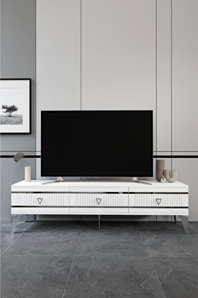 mapahomeliving 150 Cm Kordon Mdf Mebran Kapak Beyaz Gümüş