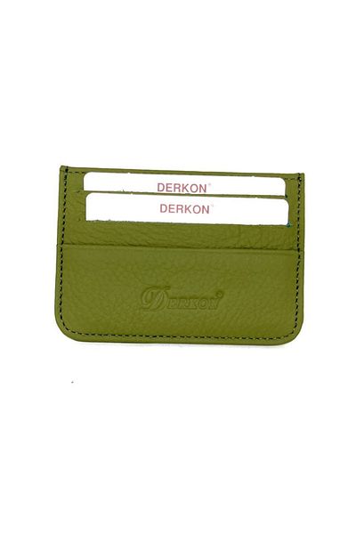 DERKON Genuine Leather Thin Unisex Green Card Holder