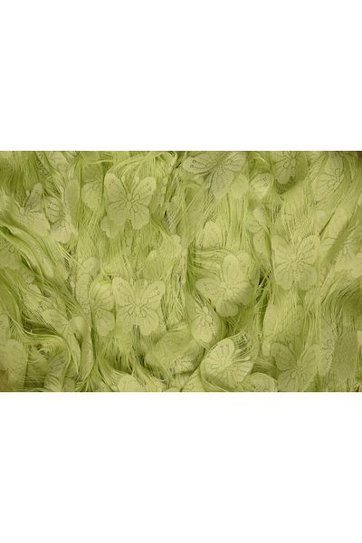 AKÇA TEKSTİL Butterfly Model Green Color Rope Curtain Ready-made Buttons Sewn Rope Curtain 300*280 cm