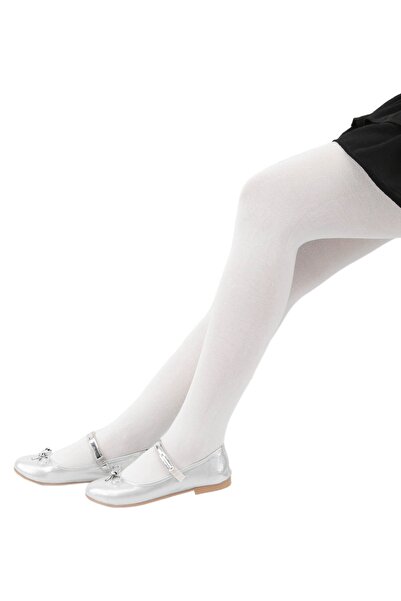 SIRRI Kız Çocuk 200 Den Düz Beyaz Kilotlu Çorap