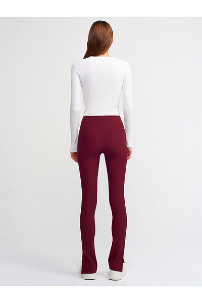 Dilvin 70385 Slit Leg Ottoman Tights-burgundy