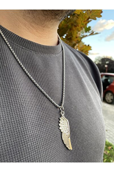 aksesuar sepetim Silver Color Wing Necklace