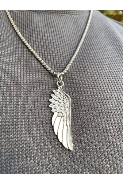 aksesuar sepetim Silver Color Wing Necklace