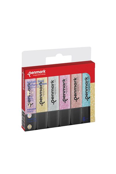 penmark Metallic Glitter Highlighter Set 6 Colors Packed