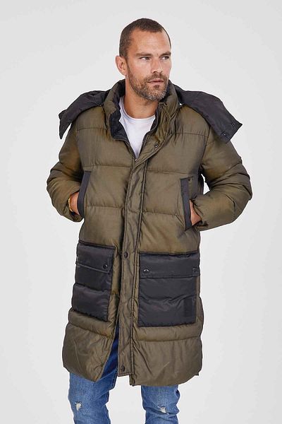 Kevin Men's Hooded Inflatable Parka K217 Khaki
