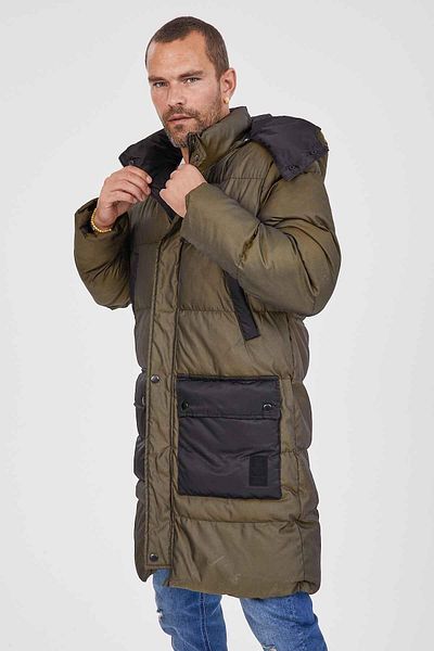 Kevin Men's Hooded Inflatable Parka K217 Khaki