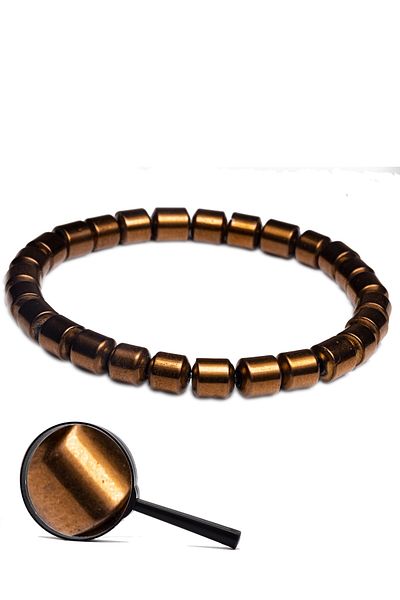 Tesbih Atölyesi Certified Rose Barrel Cut Aaa Hematite Stone Bracelet - Tarnish Resistant