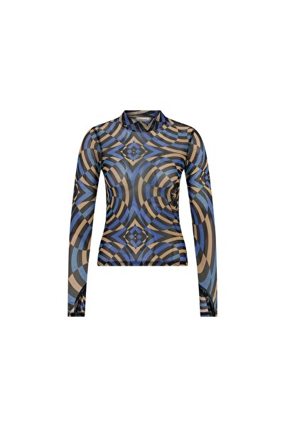 Mozto Nora Geometric Printed Blue Tulle Body