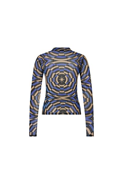 Mozto Nora Geometric Printed Blue Tulle Body