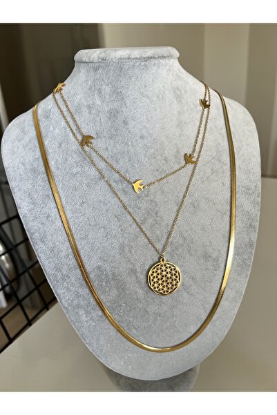 SU PERİSİ TAKI BİJUTERİ قلادة زهرة الحياة من الفولاذ المقاوم للتشويه