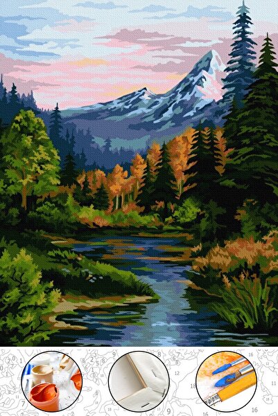 abbara Sayılarla Boyama Hobi Seti Çerçeveli Numaralı Tuval Fırça Boya Dahil K...