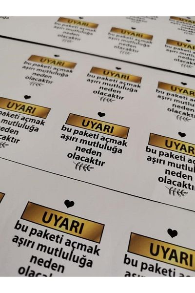 anka design Sticker -warning- Gold Appearance 4cm 48 Pieces
