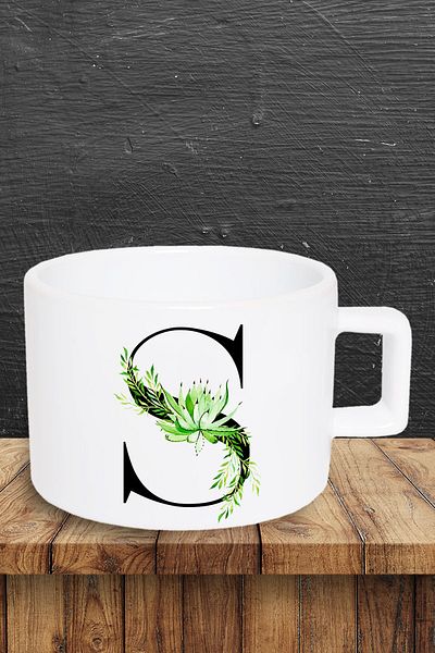 yhfoto Cup with Letter S - Cup Glass Mug - Yh258
