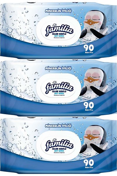 Familia 90 Sheets Plastic Cover Wet Towel Wipes - Set of 3 270 Sheets the Goodness of Minerals