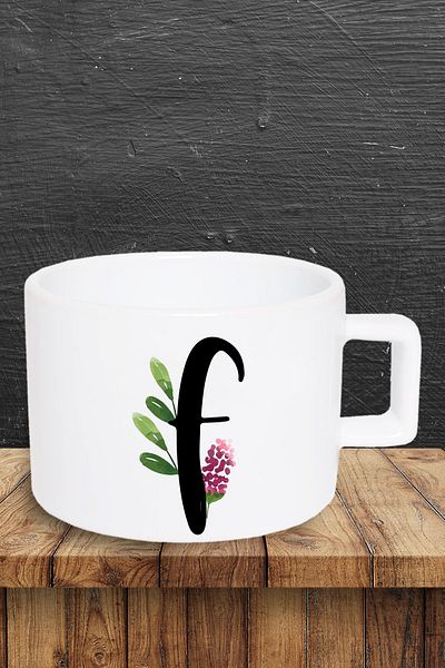 yhfoto Cup with Letter F - Cup Glass Mug - Yh289