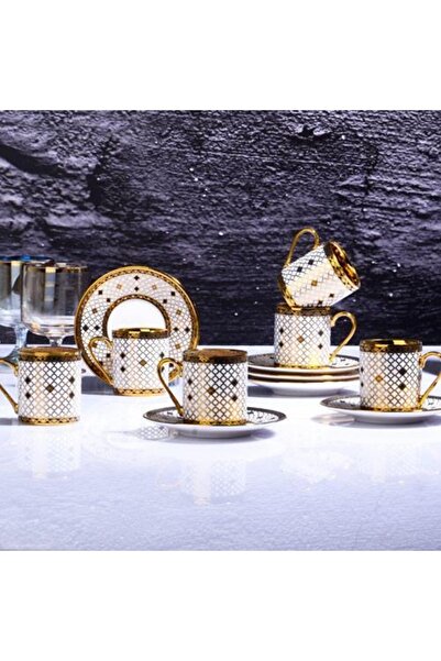 Kosova Ist-104 Porselen 6 Lı Kahve Fincan Seti 12 Parça
