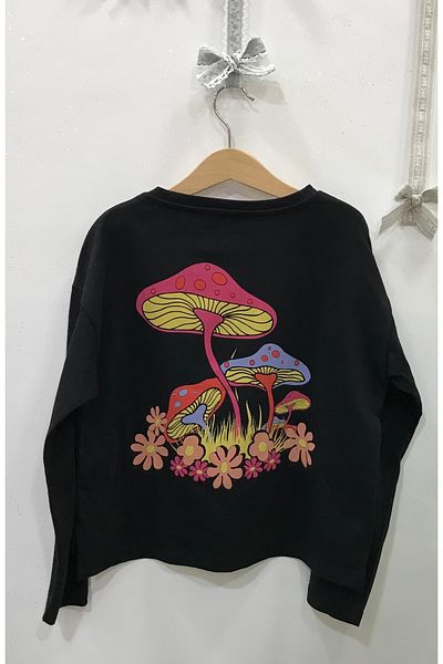 Çikoby Girl's Mushroom Printed Sweatshirt
