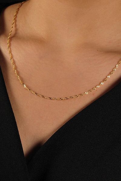 fullcontrol Women's Gold Color Singapore Chain Necklace 45 Cm