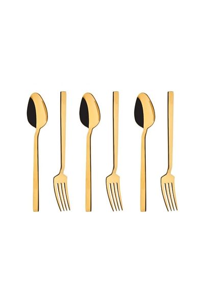 Eterno 8 Pieces Titanium Gold Dessert Spoon Set