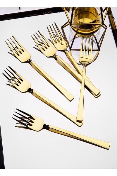 Eterno 8 Pieces Titanium Gold Dessert Fork