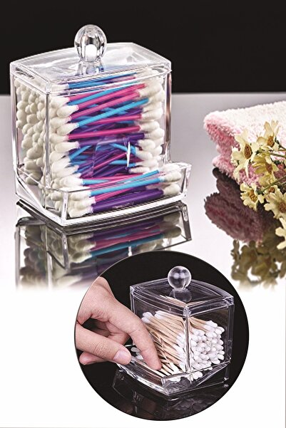 Bifirsat Kulak Çöpü Pamuklu Kulak Çöpü Düzenleme Kutusu Akrilik