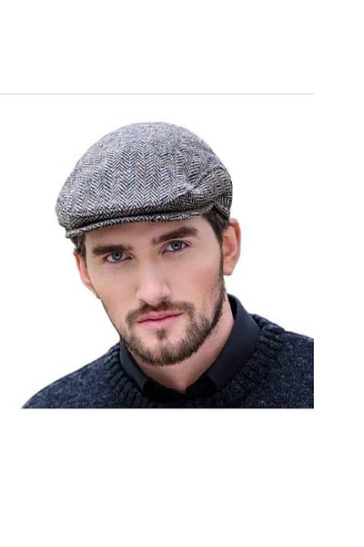 eleven market Italian Mold Men's Hat Wool London Cap with Elastic Back