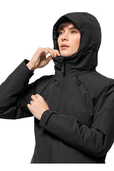 Jack Wolfskin سترة نسائية بسحاب حراري باللون الأسود 1115681 -6000 Heıdelstein Ins Jkt W